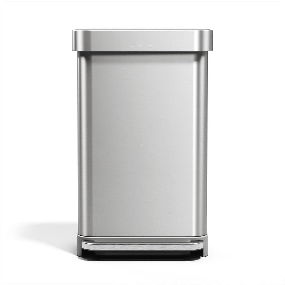 45L Brushed Stainless Steel Rectangular Step Can H377270