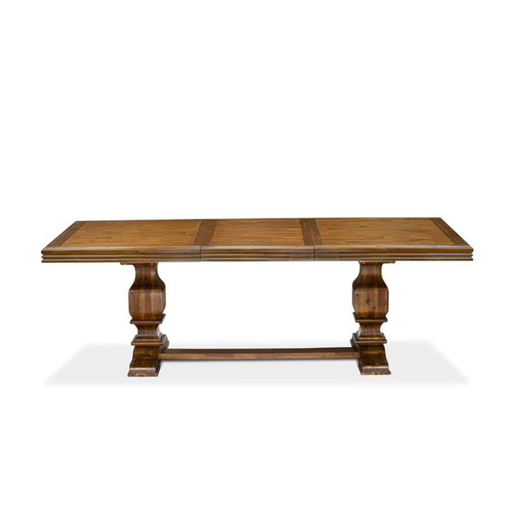 9-Piece Acacia Wood Dining Table Set with Faux Leather Chairs N174042