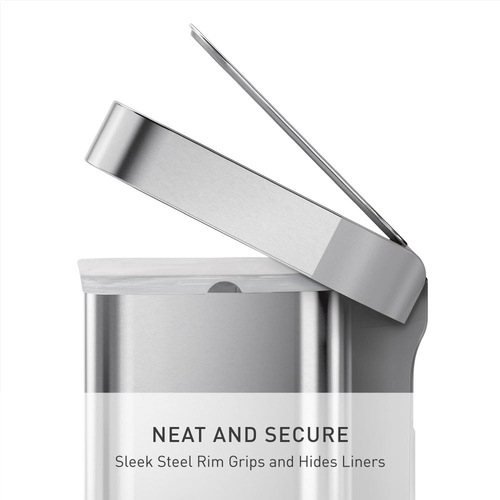 45L Brushed Stainless Steel Rectangular Step Can H377270