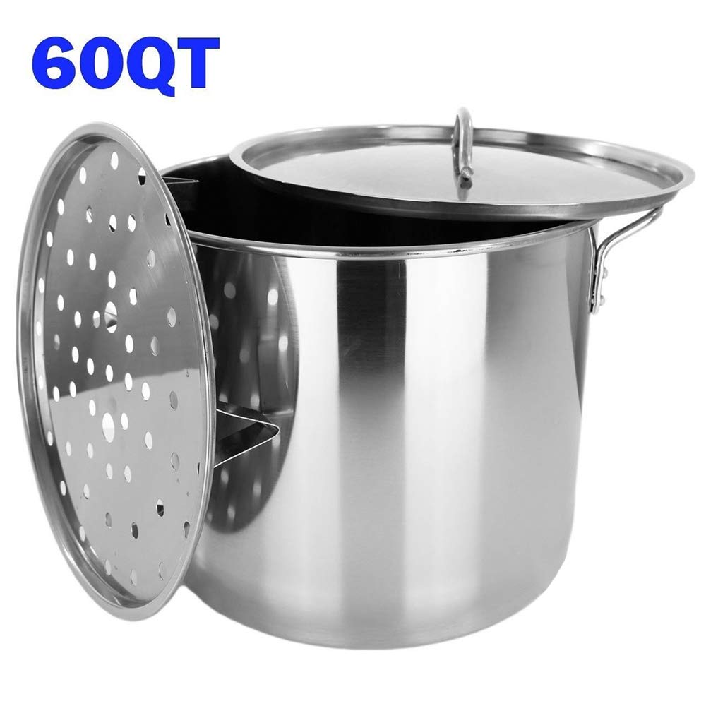 60 QT Stainless Steel Stock Pot Steamer V727