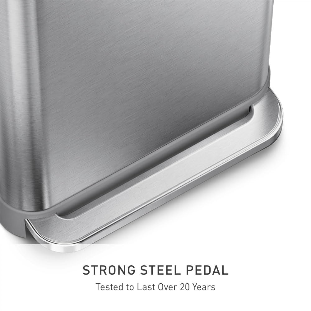 45L Brushed Stainless Steel Rectangular Step Can H377270