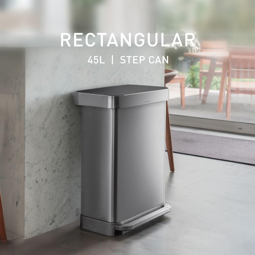 45L Brushed Stainless Steel Rectangular Step Can H377270