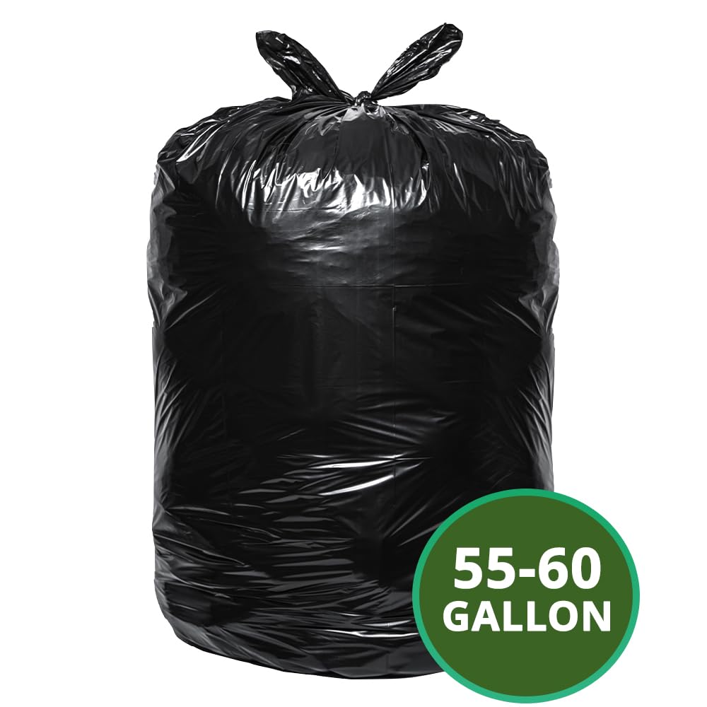 Black 55-60 Gallon Trash Bags Pack of 100 Z678018