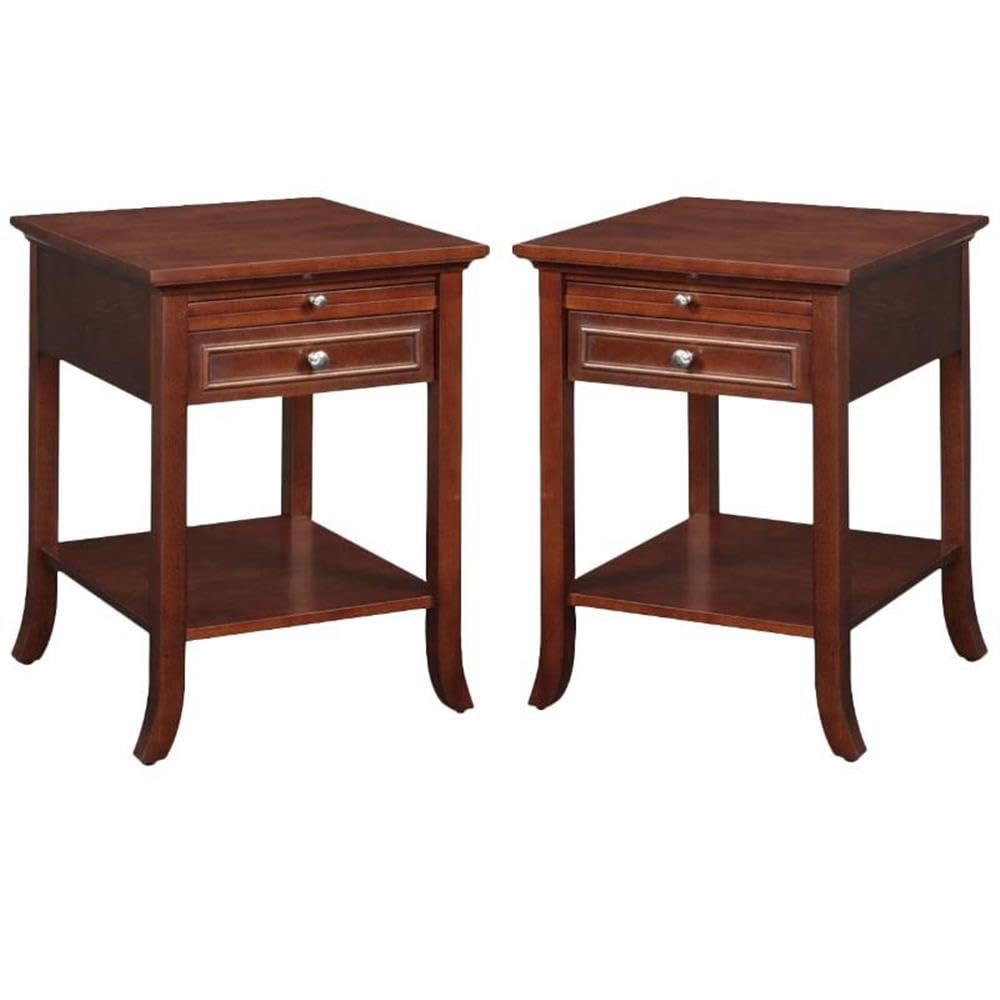 Espresso Mahogany Wood End Table Set of 2 T61576