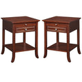 Espresso Mahogany Wood End Table Set of 2 T61576