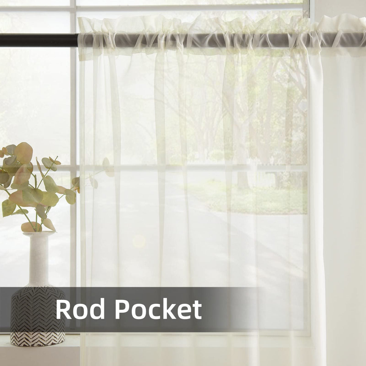 Solid Sheer Rod Pocket Curtain 2 Panels 52 Inch Width 84 Inch Long P55359