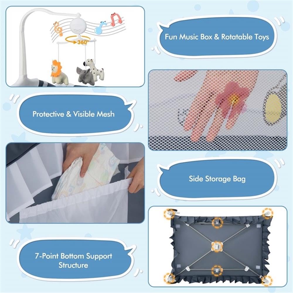 Portable Baby Crib with Bassinet and Changing Table V123