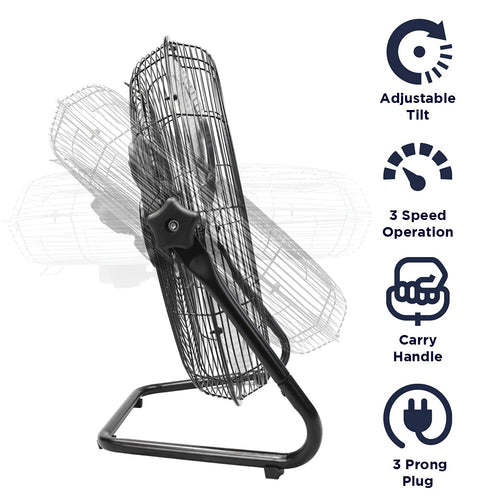 20 Inch 3-Speed High Velocity Metal Floor Fan V36774