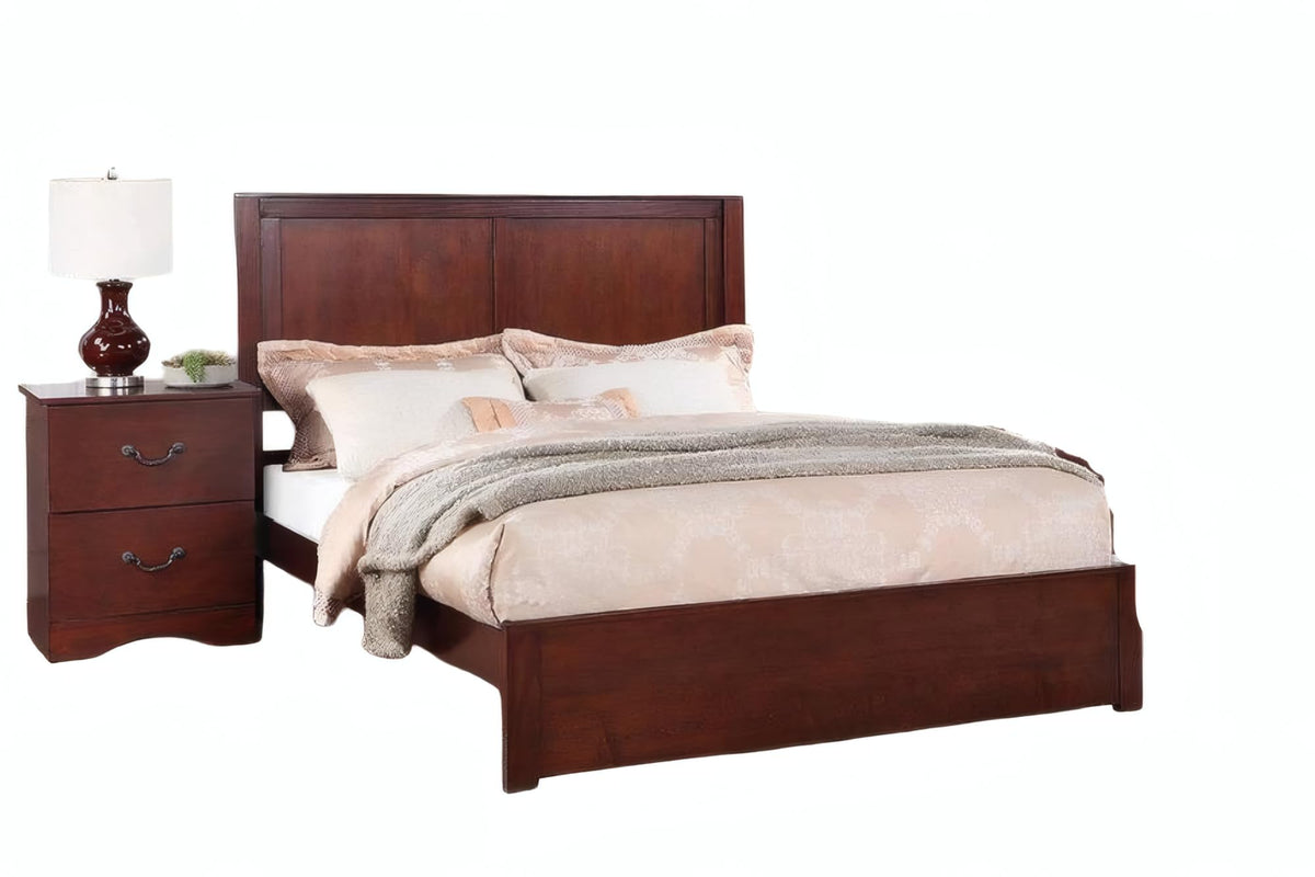California King Bed Frame with Two Panel Headboard L3293