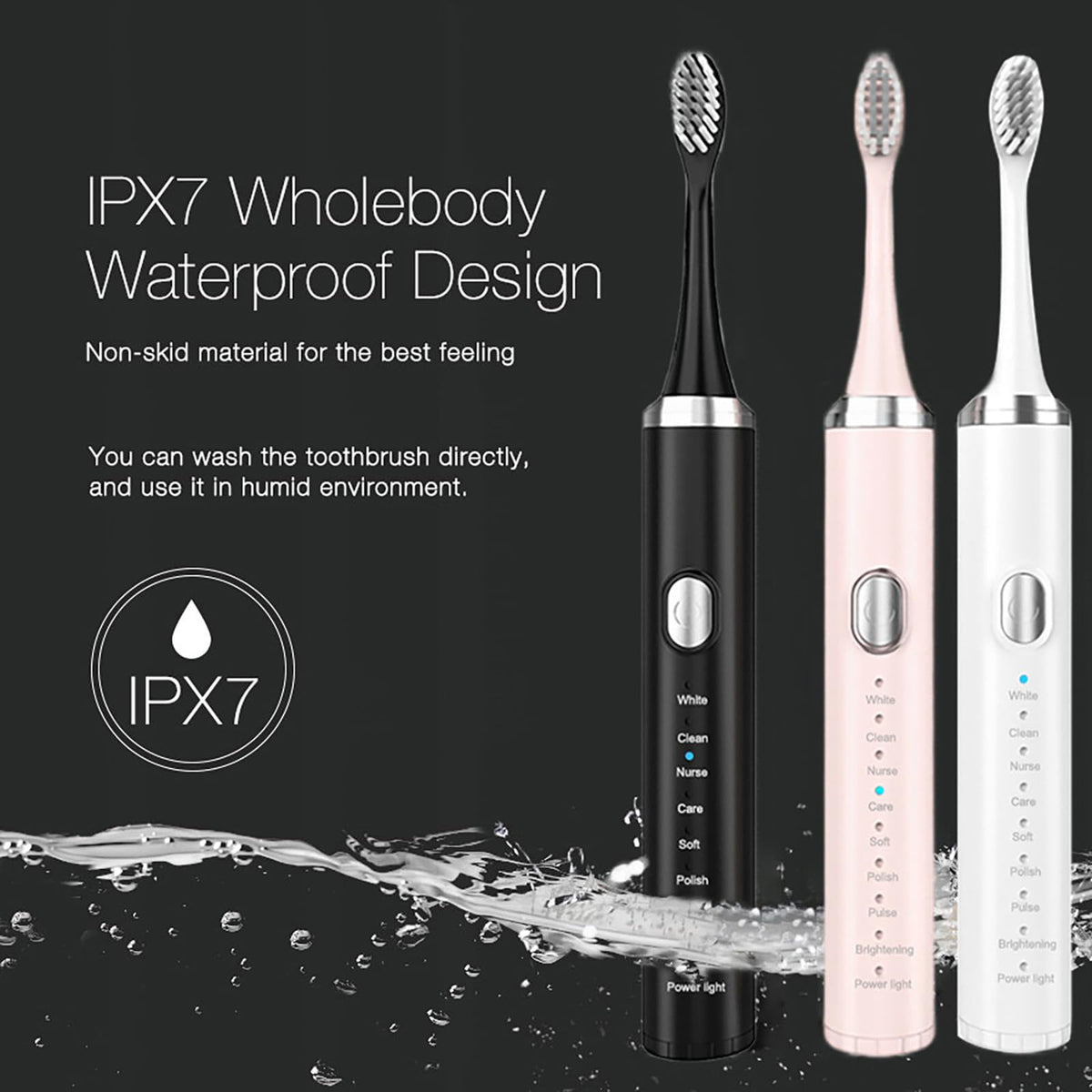 Rechargeable Electric Toothbrush with 4 Replacement Heads D196