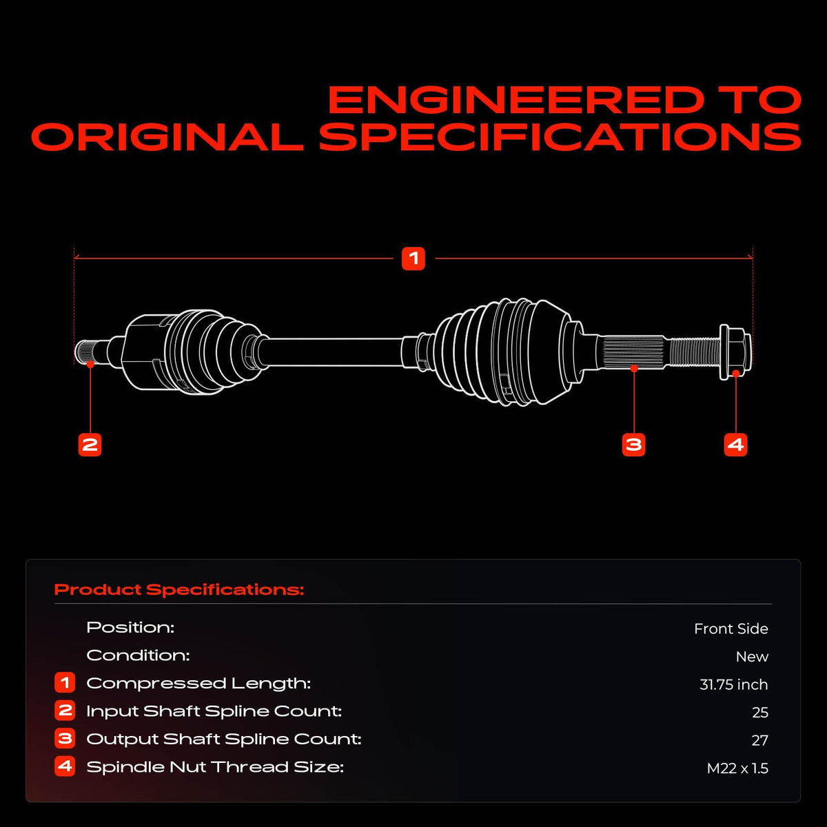 Front CV Axle Shaft Assembly I651