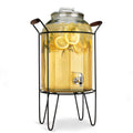 3 Gallon Glass Beverage Dispenser with Glass Lid and Metal Stand U687
