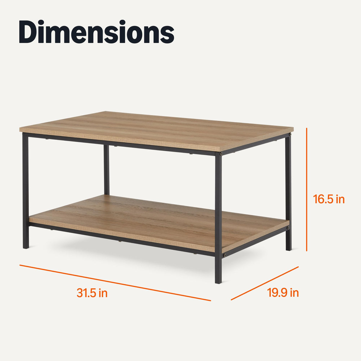 Rectangular Wooden Coffee Table with Bottom Shelf S138222