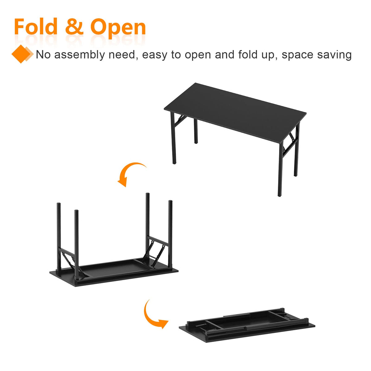 39.4 Inch Black Folding Computer Desk I5526