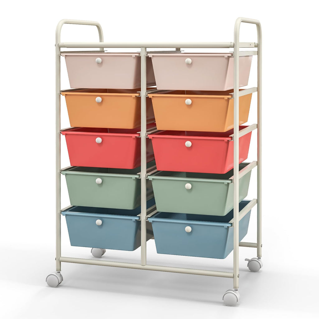 10 Drawer Rolling Storage Cart with Metal Frame N10799