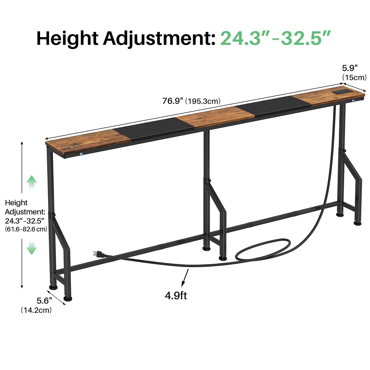 Narrow Console Table with Power Outlet S38704