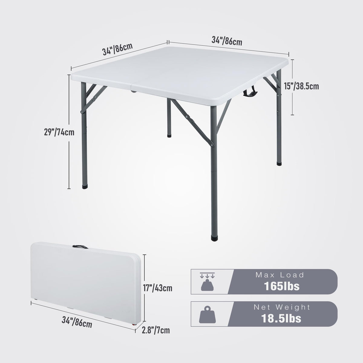 White Square Folding Card Table Y107