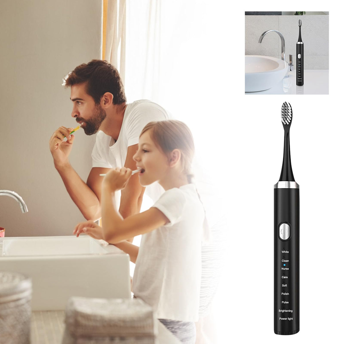 Rechargeable Electric Toothbrush with 4 Replacement Heads D196