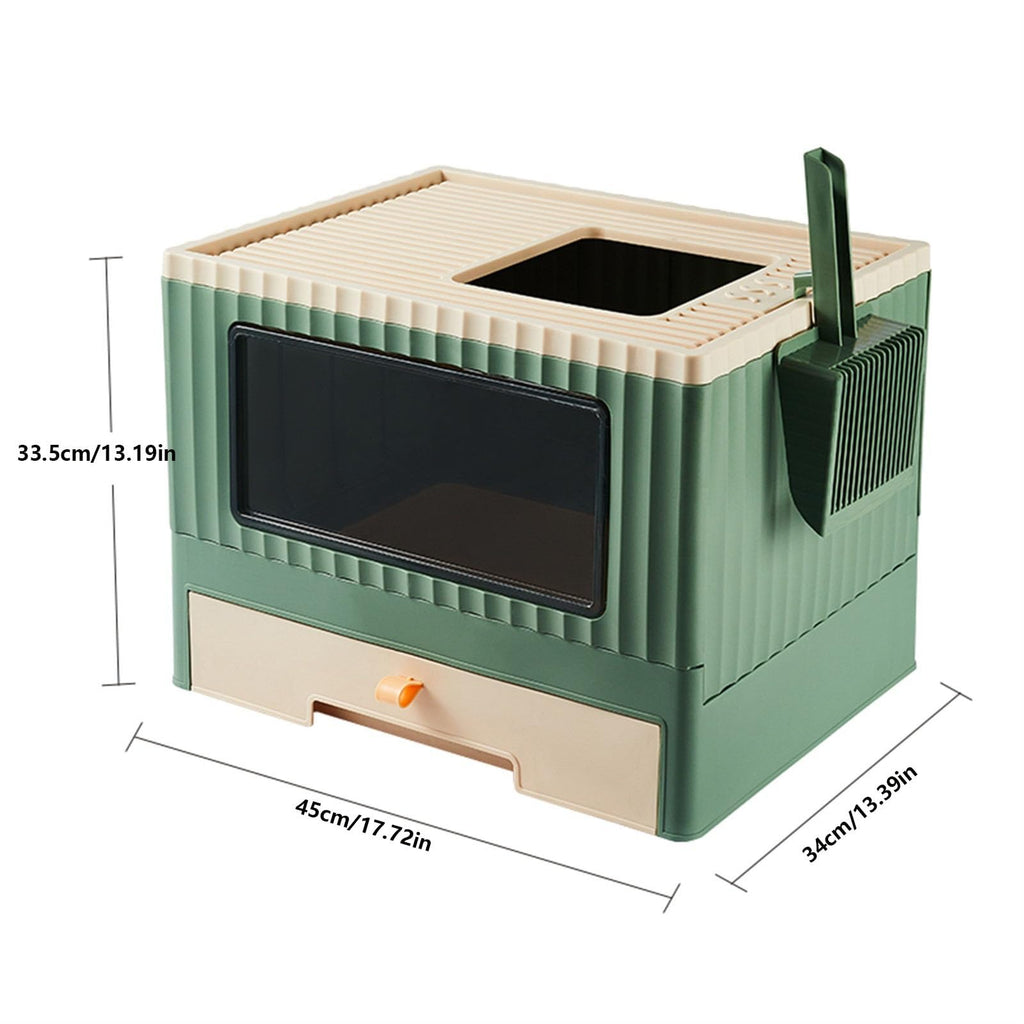 Foldable Top Entry Cat Litter Box with Lid I466