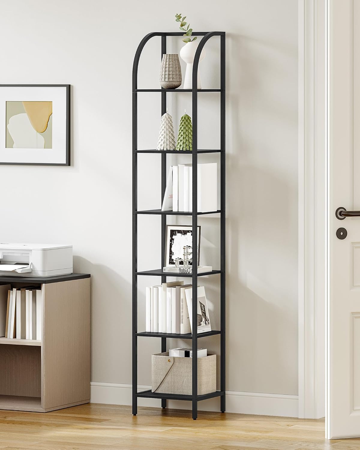 Narrow Bookshelf with Steel Frame R944
