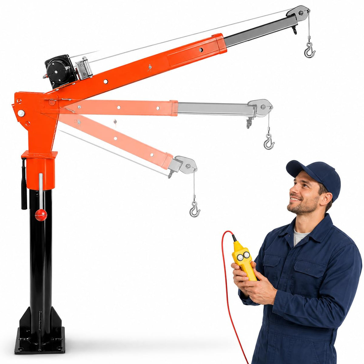 1100 LBS Truck Bed Crane with 3500 LBS 12V Electric Winch S76155
