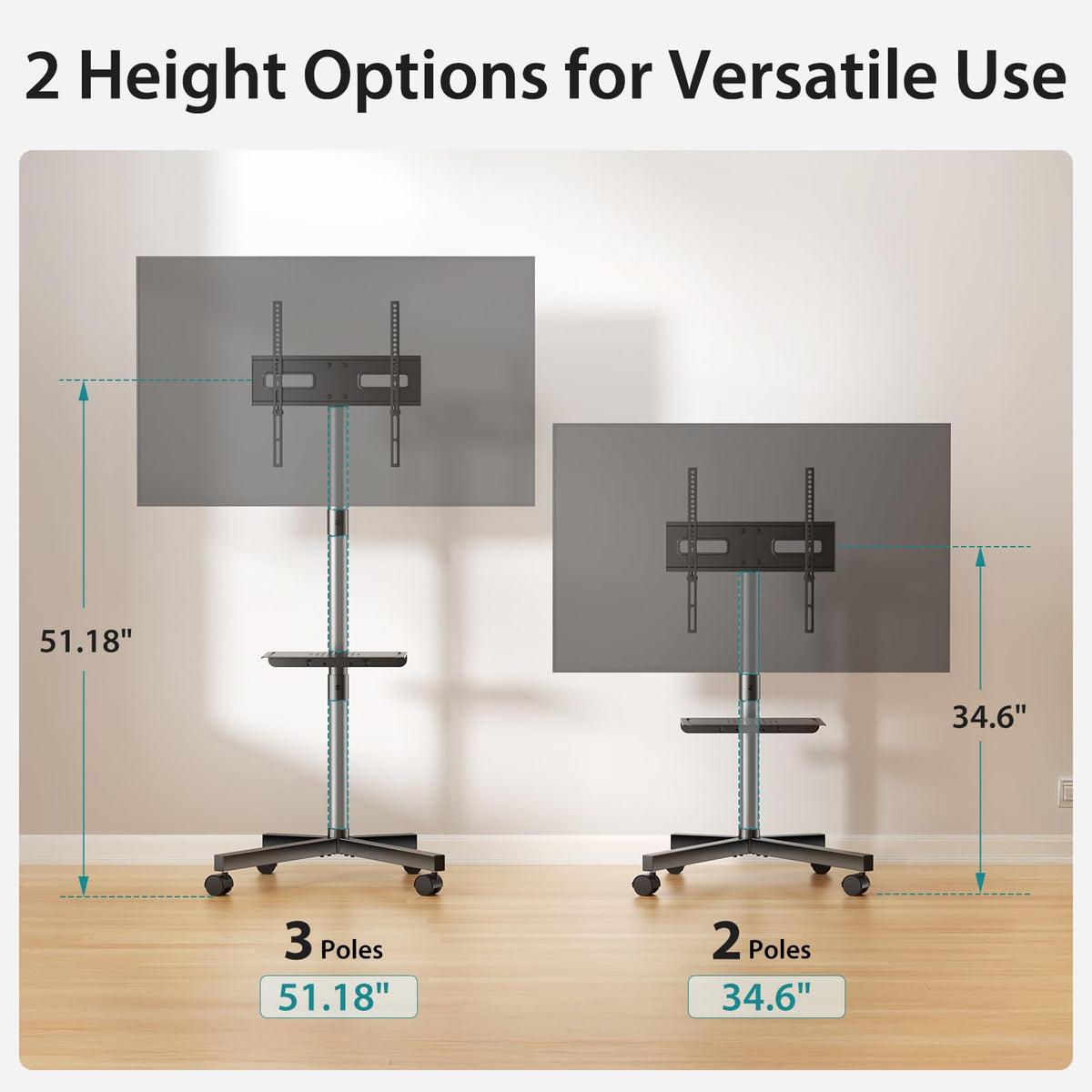 Rolling TV Stand with Wheels for 23-60 Inch Screen B943466