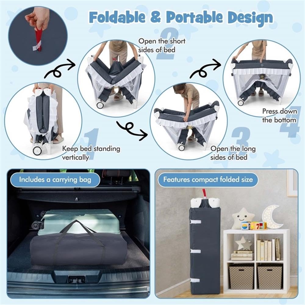 Portable Baby Crib with Bassinet and Changing Table V123
