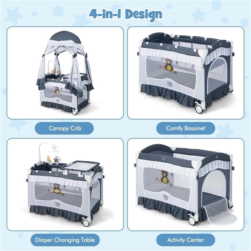 Portable Baby Crib with Bassinet and Changing Table V123