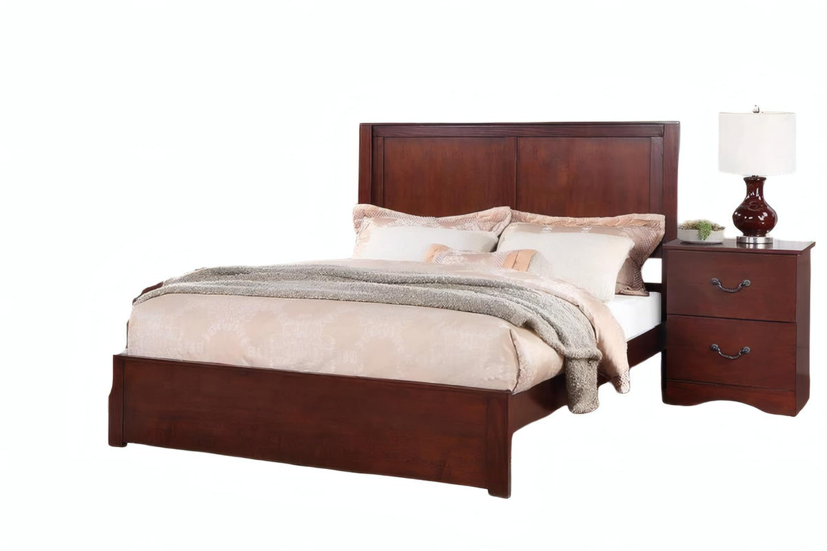 California King Bed Frame with Two Panel Headboard L3293