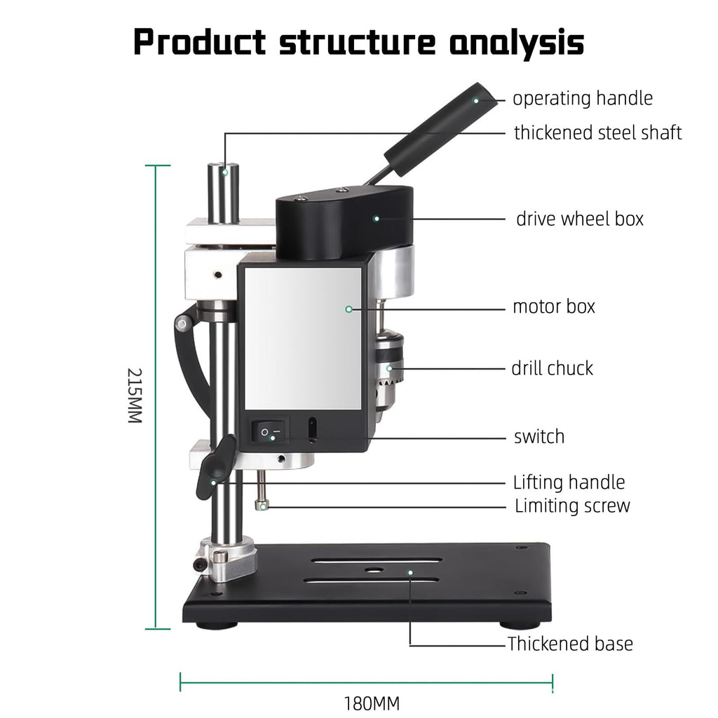 Benchtop Drill Press 0.6-6mm B10 Chuck 7-Speed Adjustable Electric T56384