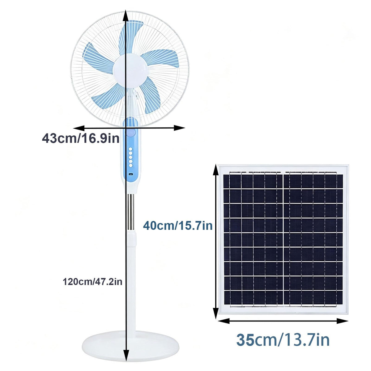 16 Inch Solar Powered Pedestal Fan with Solar Panel R80048
