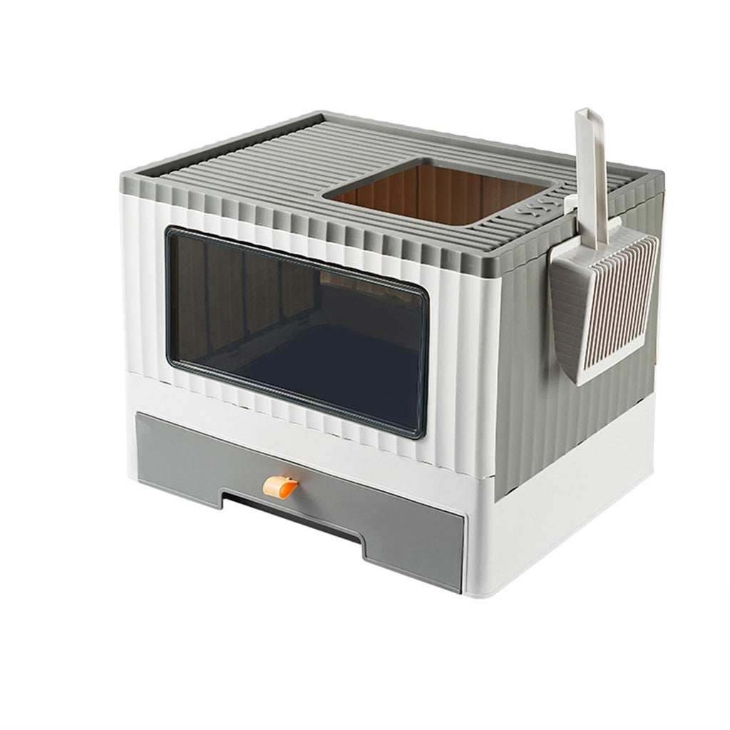 Foldable Top Entry Cat Litter Box with Lid I466