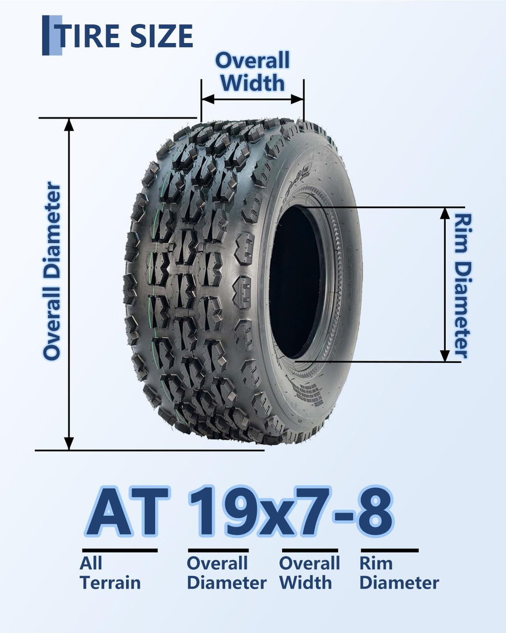 19x7-8 4 Ply Tubeless All-Terrain Tires Set of 2 U741460