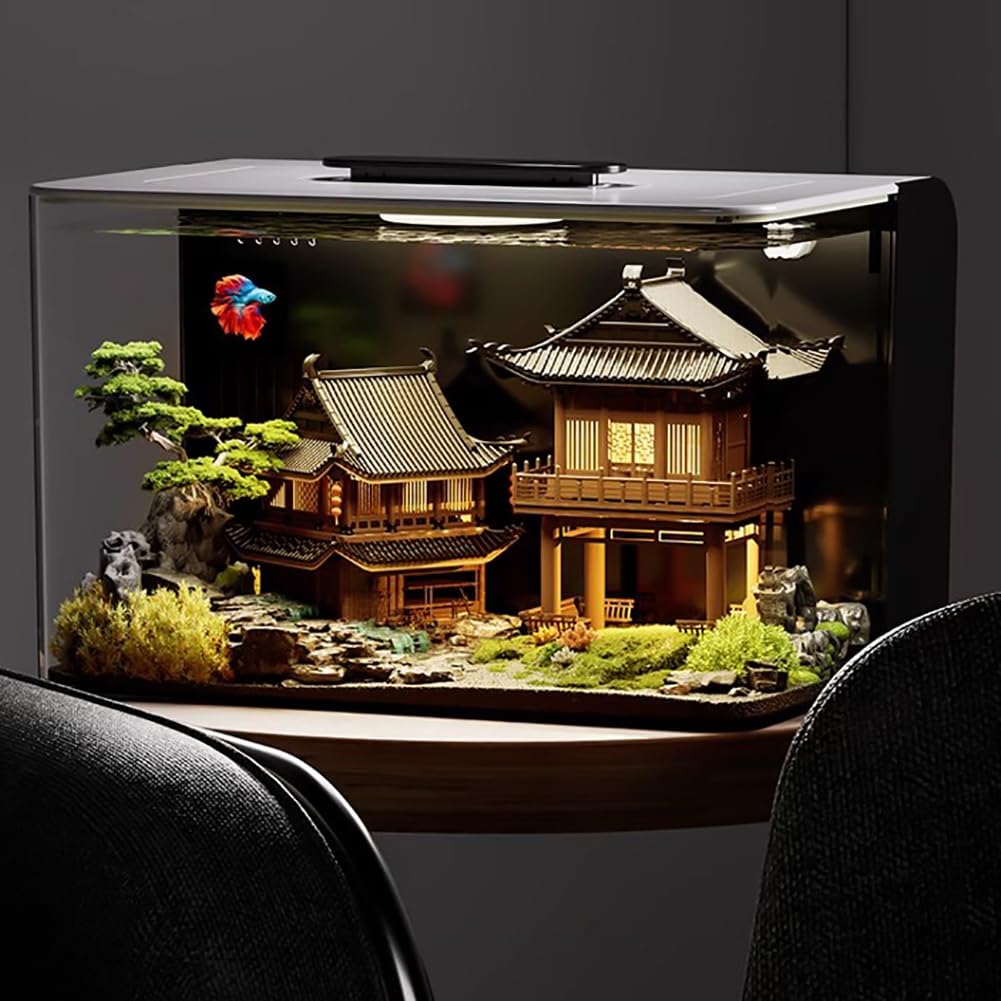 3 Gallon Transparent Self-Cleaning Acrylic Aquarium Q82069