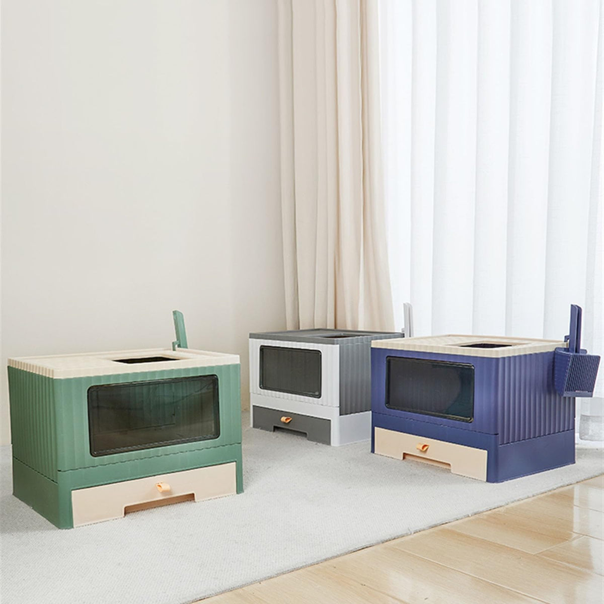 Foldable Top Entry Cat Litter Box with Lid I466