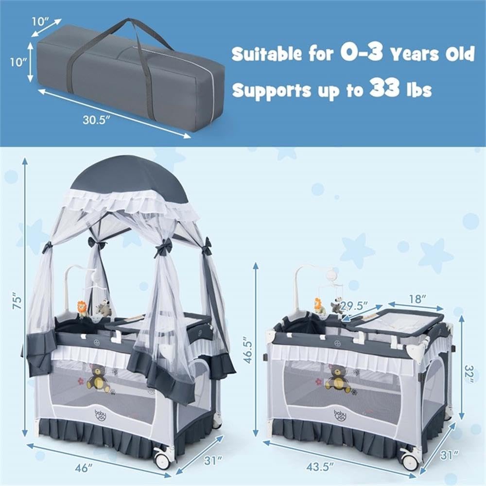 Portable Baby Crib with Bassinet and Changing Table V123