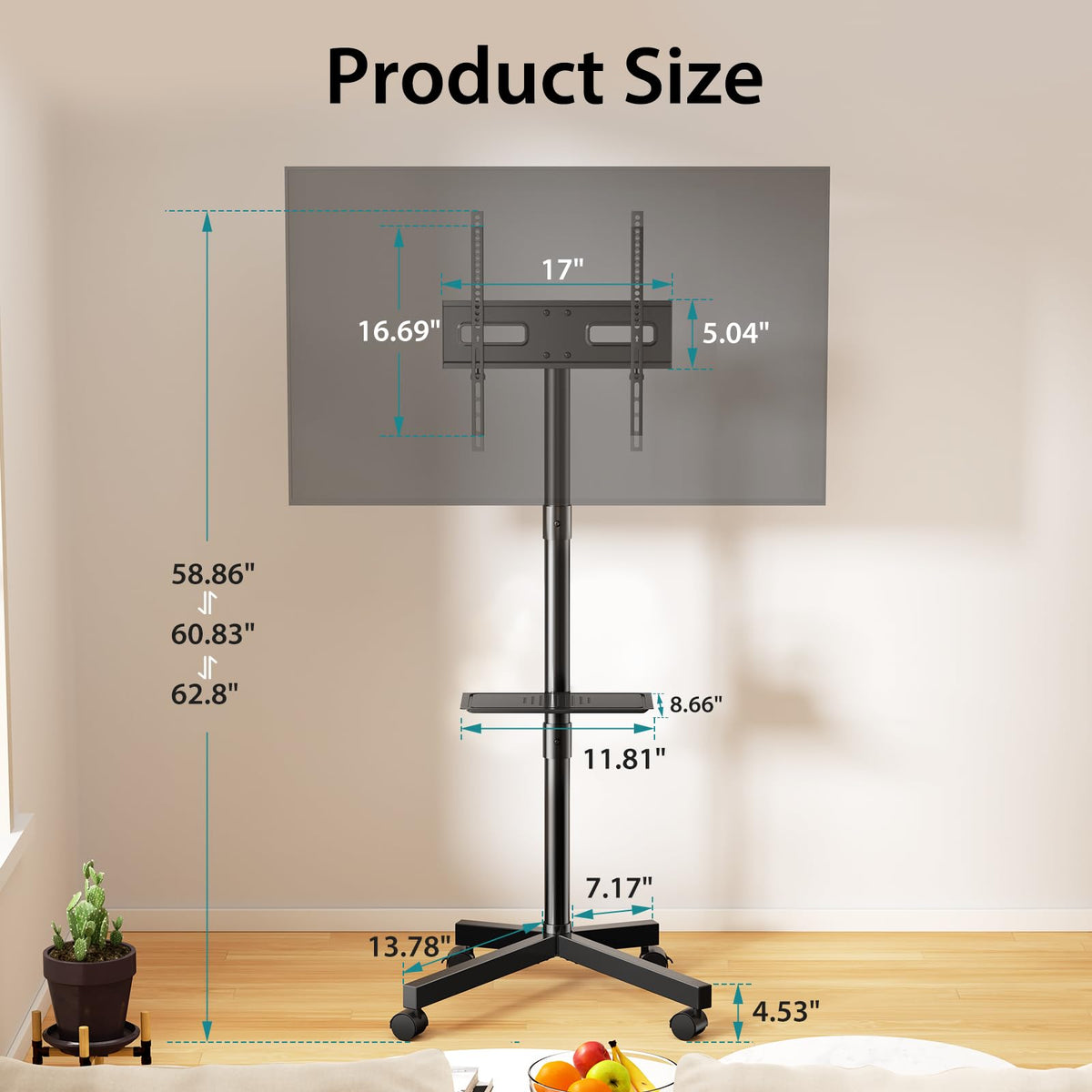 Rolling TV Stand with Wheels for 23-60 Inch Screen B943466