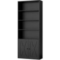 Black 6 Shelf Bookshelf with Doors T553