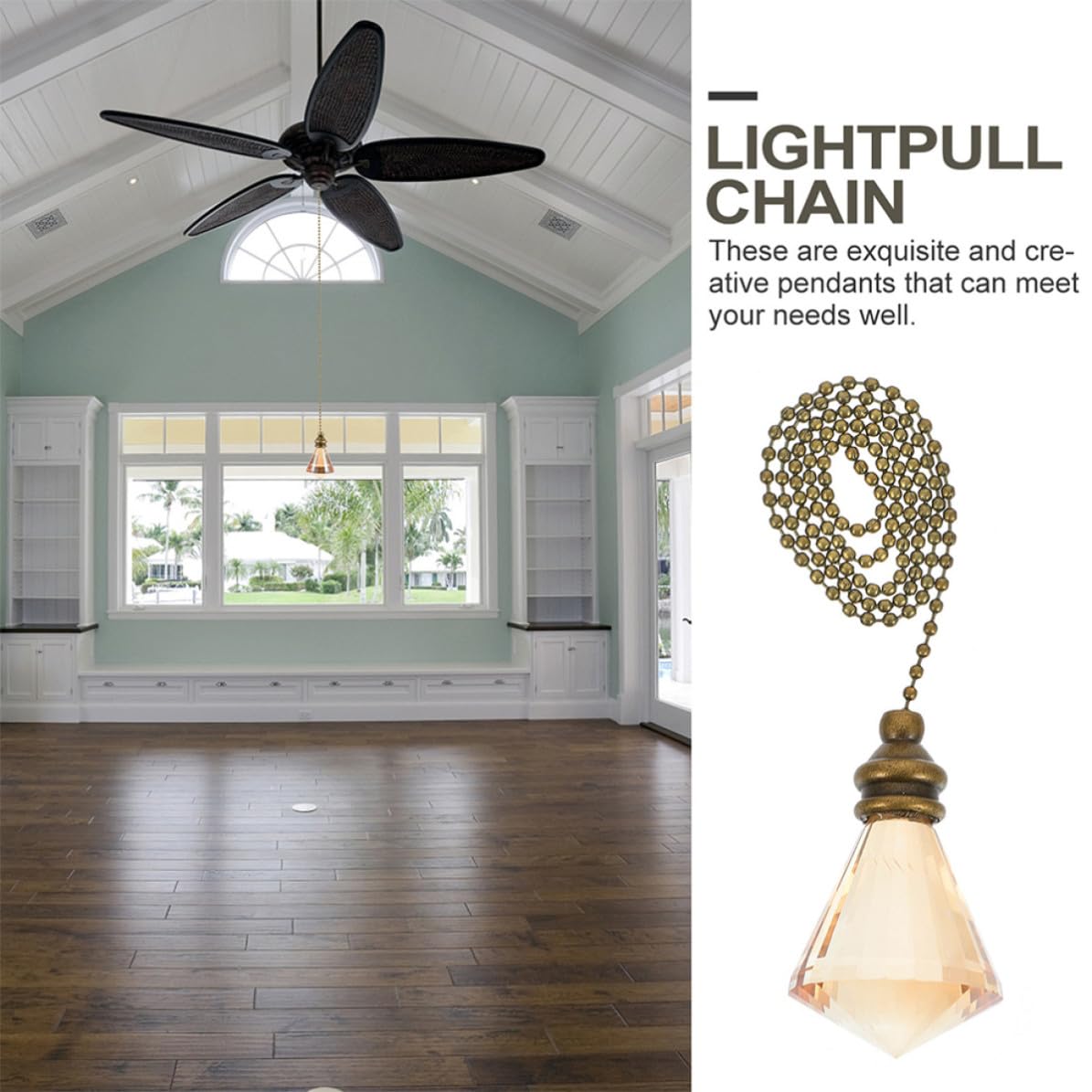 Ceiling Fan Pull Chain Crystal Pendant T4152