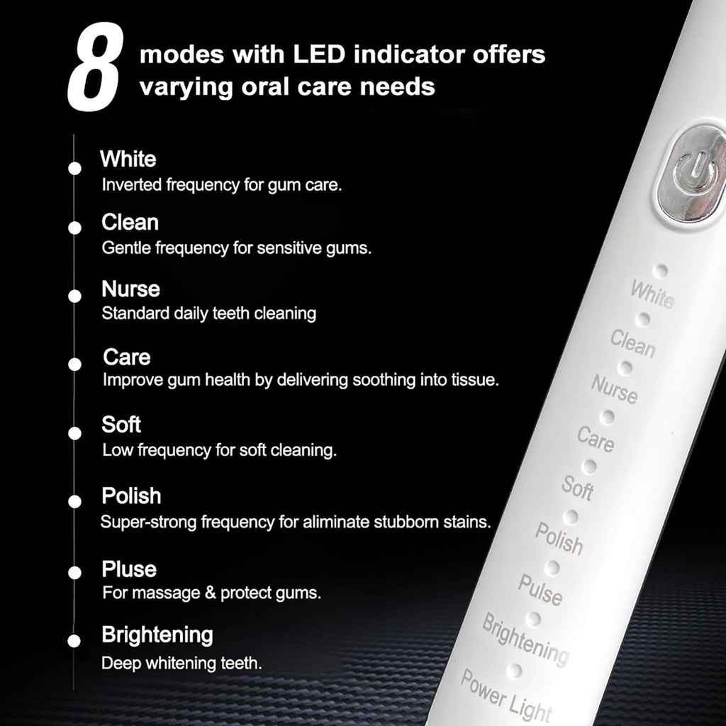 Rechargeable Electric Toothbrush with 4 Replacement Heads D196