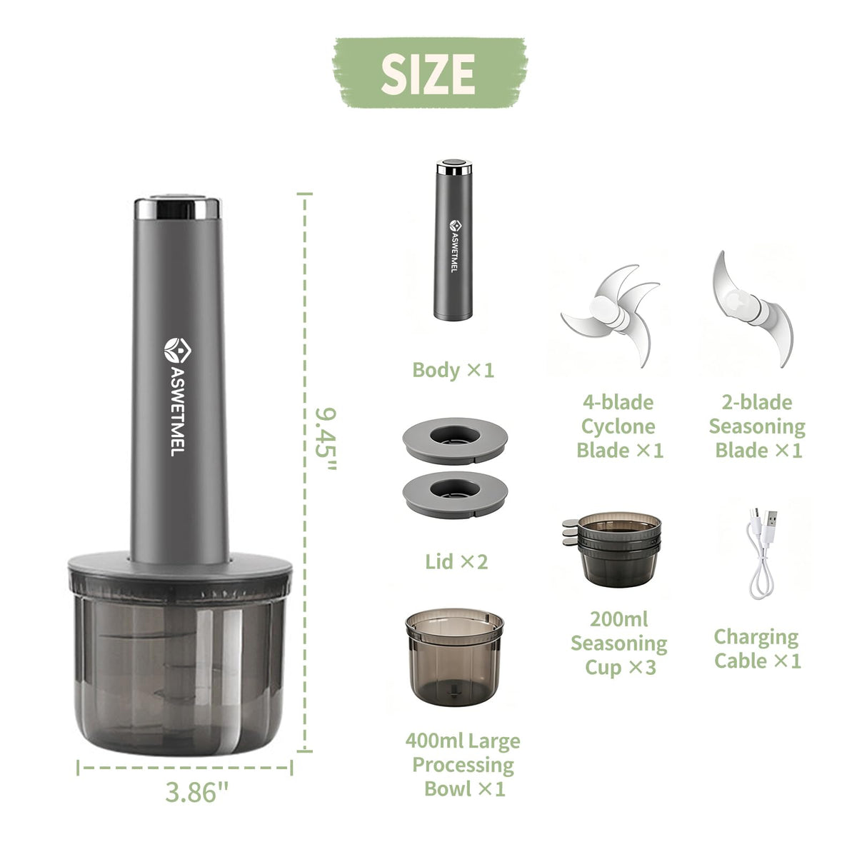 Grey 4-Cup Electric Mini Food Processor R893635