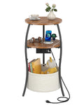 3-Tier Round End Table with Charging Station J854