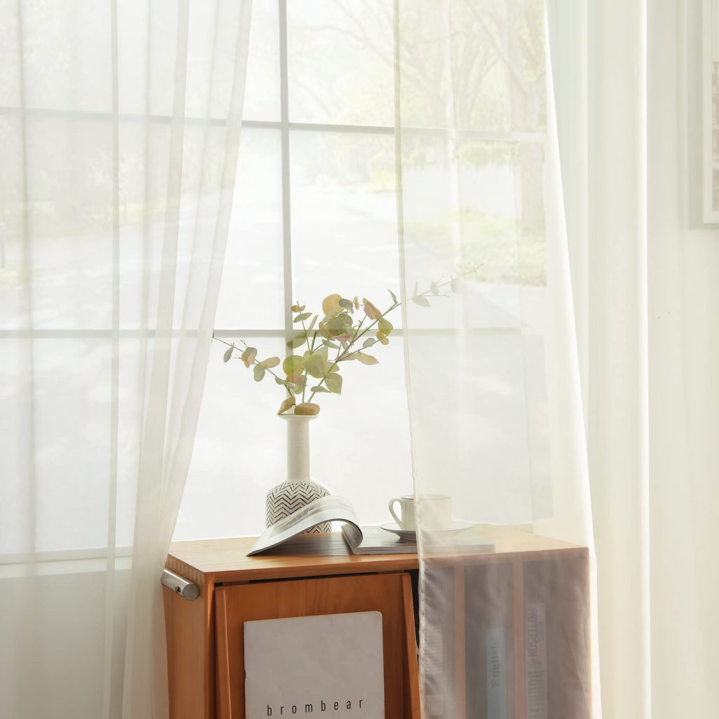 Solid Sheer Rod Pocket Curtain 2 Panels 52 Inch Width 84 Inch Long P55359