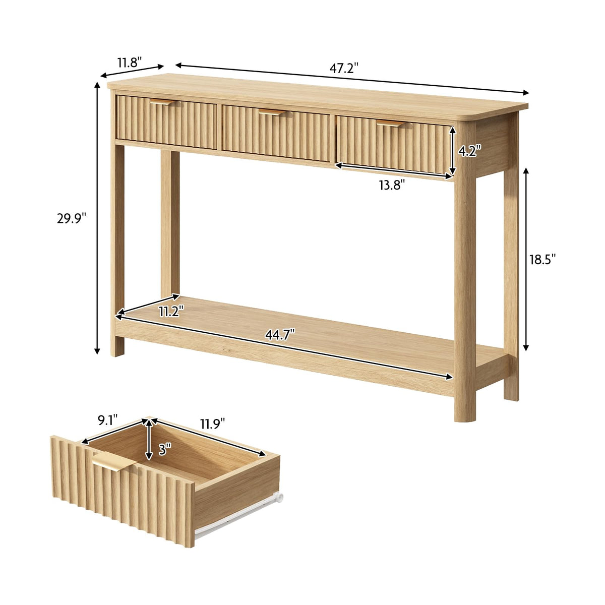 Fluted Console Table with Drawers Z513871