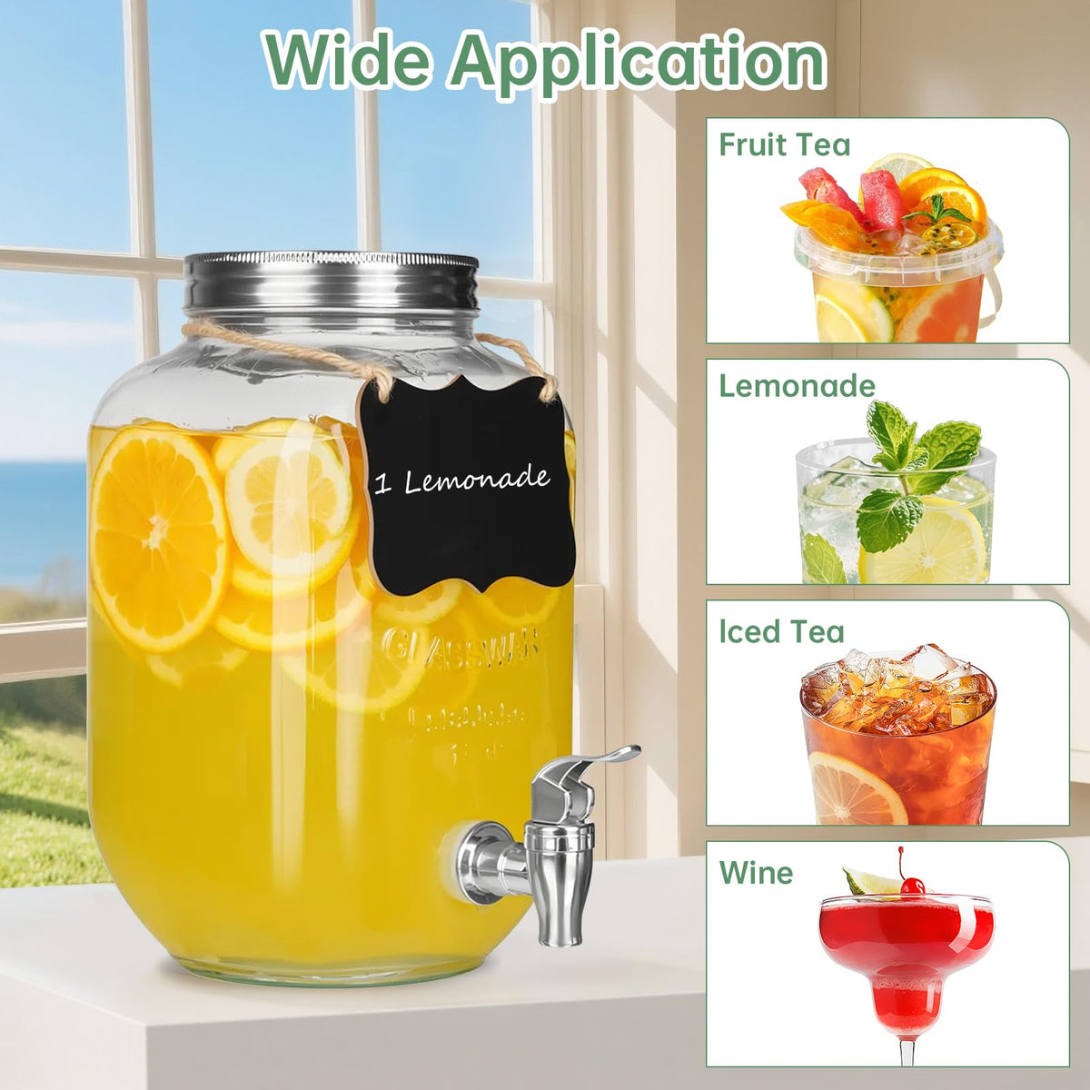1 Gallon Glass Beverage Dispenser Jars V827