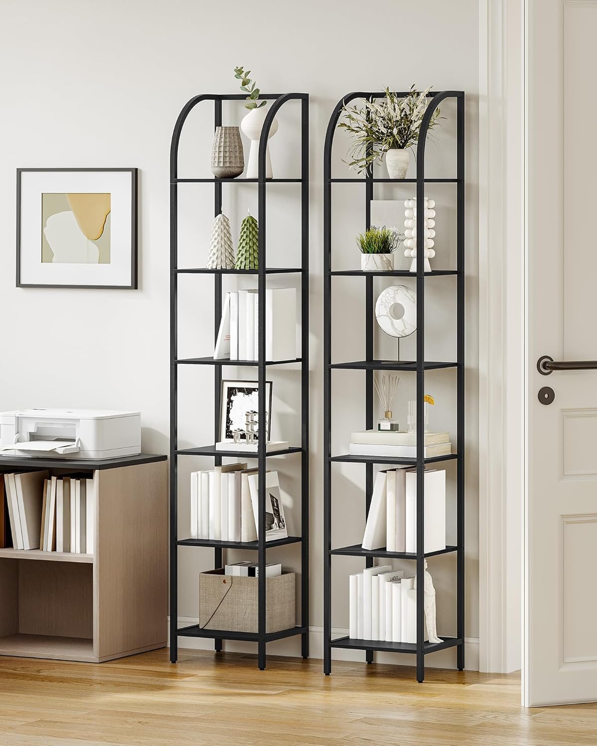 Narrow Bookshelf with Steel Frame R944