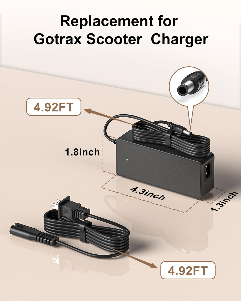42V 2A Electric Scooter Charger with LED Indicator Light D447