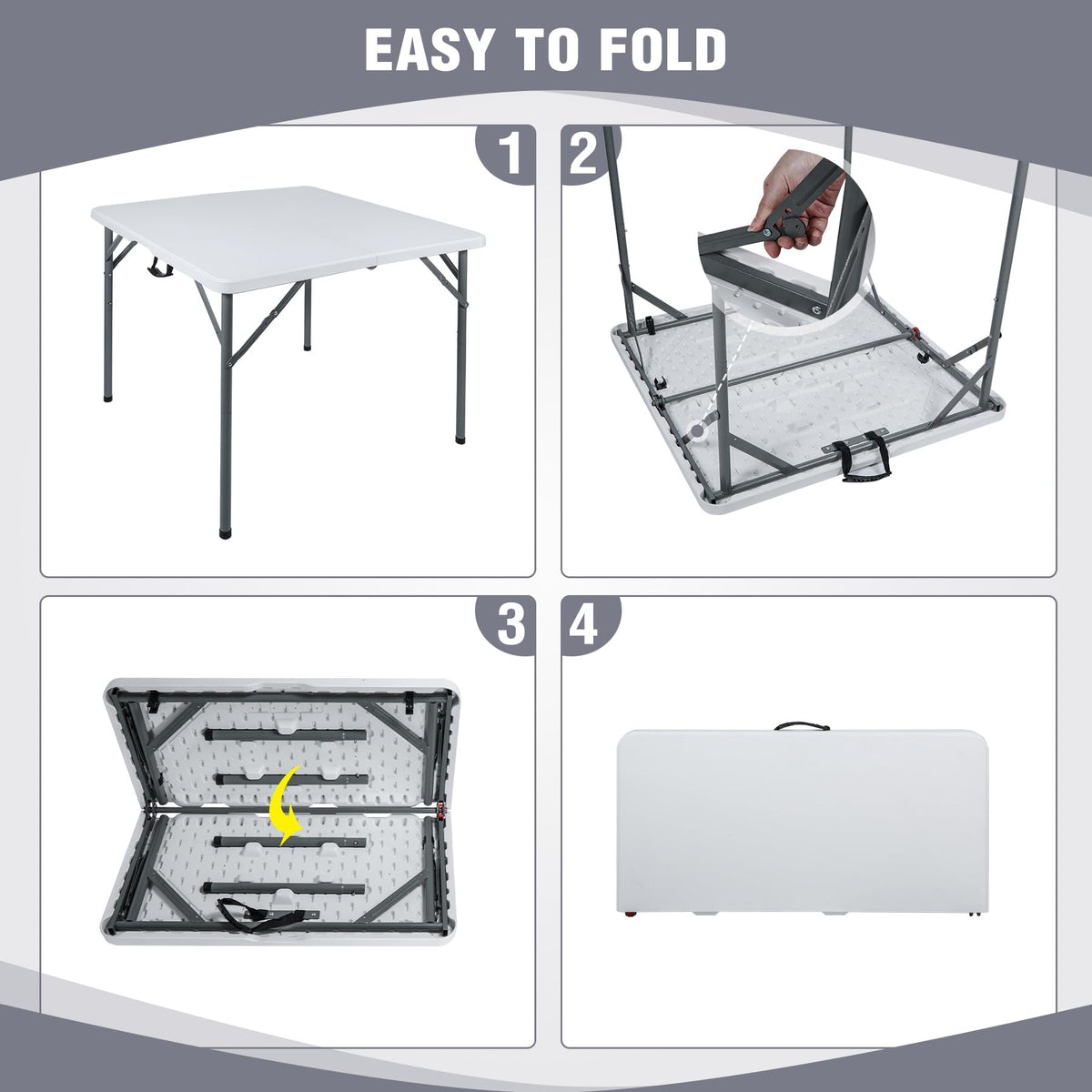 White Square Folding Card Table Y107