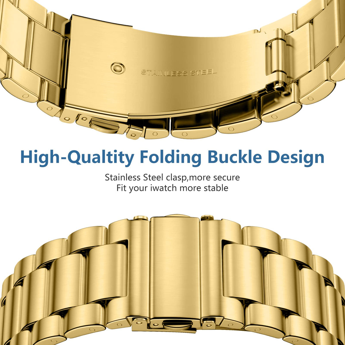 Compatible with Apple Watch Band Stainless Steel Metal Band with 2 Pack Protective Cover Case J23800