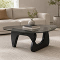 Glass Coffee Table with Wood Grain Base V99241